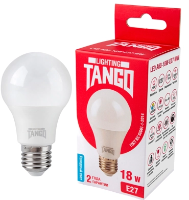 Лампа светодиодная TANGO стандарт 18W E27 A60 6500K 220V (TANGO LED A60-18W-E27-WW)