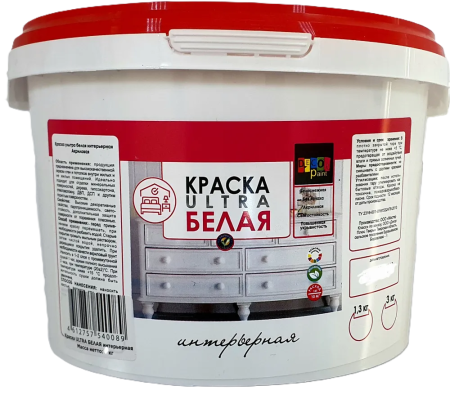 Краска ВД интерьерная  "Dekor paint" супербелая  1,3 кг