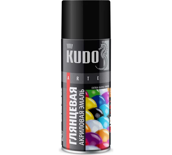 Эмаль универсальная черная глянцевая "KUDO" KU-1002 RAL-9005 (12)