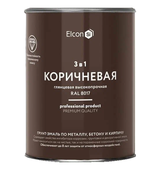 Грунт-эмаль по ржавчине 3 в 1 Elcon  Ral 8017 коричневая 25кг