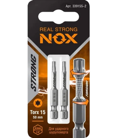 Бита torsion E 6.3 Тх15-50, 2шт. карта "STRONG" 339155-2