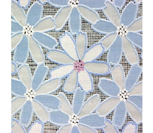 Клеенка EASY LACE YL-004C ажурная ПВХ голубая 1,32*22м