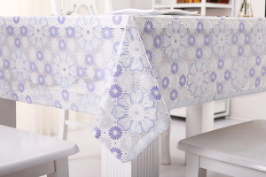 Клеенка EASY LACE YL-106C ажурная ПВХ голубая 1,32*22м