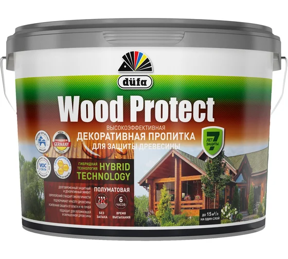 Пропитка "Dufa WOOD PROTECT" махагон 9л  "НЕ ГРУЗИМ ПРИ -С°"