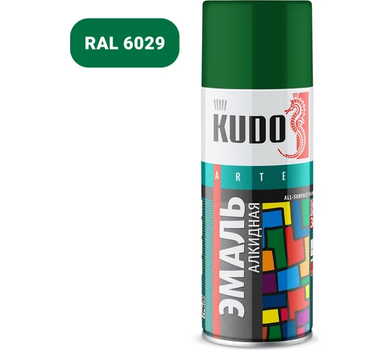 Эмаль универсальная зеленая "KUDO" KU-10081 RAL-6029 (12)