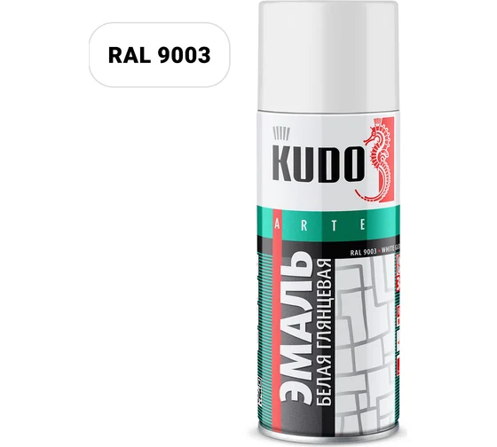 Эмаль универсальная белая глянцевая "KUDO" KU-1001 (12)