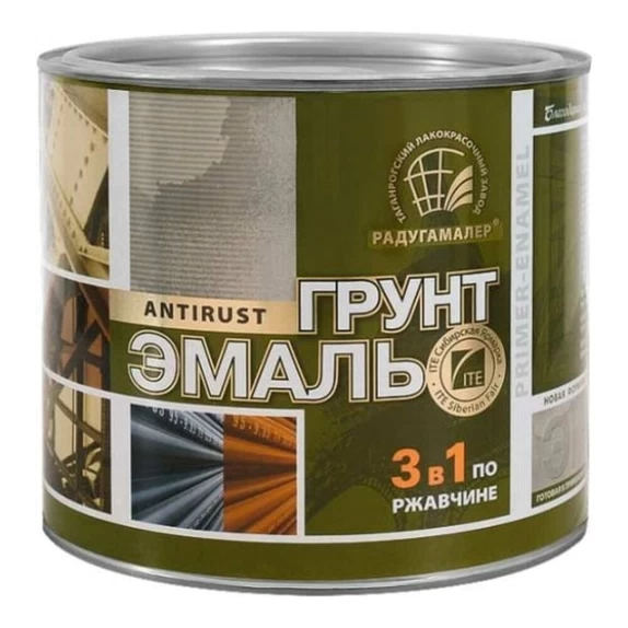 Грунт-эмаль по ржавчине 3в1 зеленая "Радуга Малер" 2,7кг