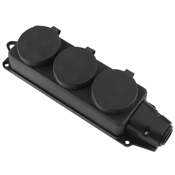 Колодка розеточная с защитной крышкой 2Р+Е, 3 розетки, IP44, 3680Вт, 16А, 230В, duwi