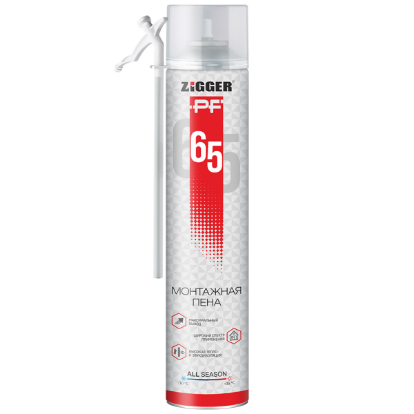 Пена бытовая "ZIGGER PF" 65л всесезонная 830мл, 830г (12)