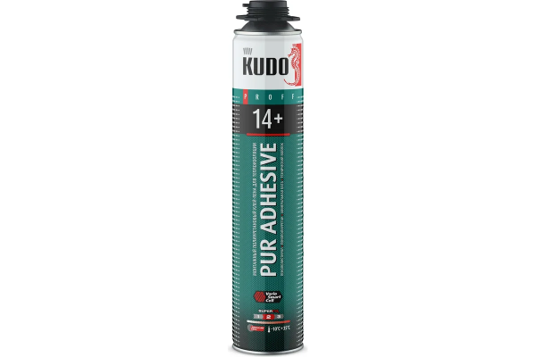 Клей-пена полиуретановая монтажная профессиональная всесезонная "KUDO PROFF 14+" 1000мл  (12)