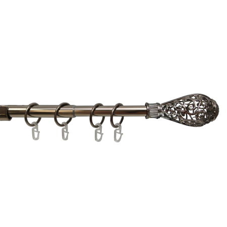 Телескоп.однорядн.карниз, Наконечник Кружево, Коньяк, 16/19мм ,160-320см,