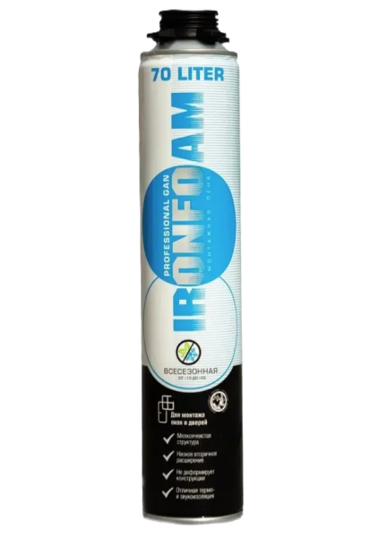 Пена монтажная профессиональная "IRONFOAM PROFESSIONAL GAN 70" всесезонная 900мл (16) синий балон