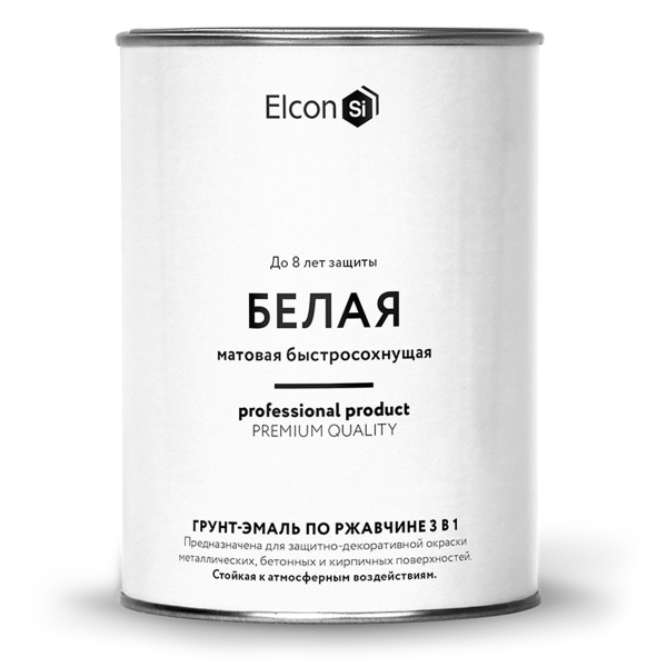 Грунт-эмаль по ржавчине 3в1 "Elcon" белая матовая 0,8кг 