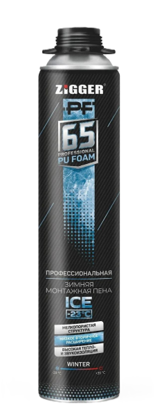 Пена профессиональная "ZIGGER PF" ICE-23`C 65л зимняя, 850мл, 920 г (12)