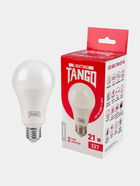 Лампа светодиодная TANGO стандарт 21W E27 A65 4000K 220V (TANGO LED A65-21W-E27-W) TANGO