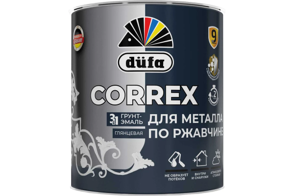 Грунт-эмаль для  металла по ржавчине 3в1 "Dufa" CORREX 6005 зеленый мох  0,75л ССС