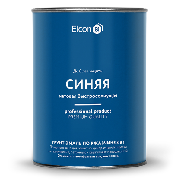 Грунт-эмаль по ржавчине 3в1 "Elcon" синяя матовая 0,8кг (12)