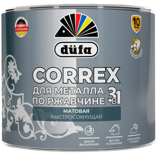 Грунт-эмаль для  металла по ржавчине 3в1 "Dufa" CORREX 7024 графитовый серый  МАТОВАЯ  0,75л