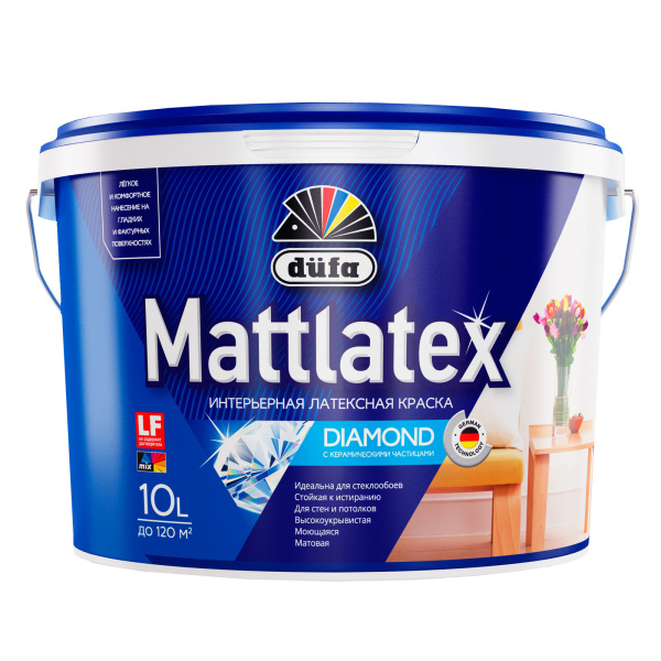 Краска В/Д "Dufa MATTLATEX RD100" латексная, интерьерная, подходит для обоев  2,5л