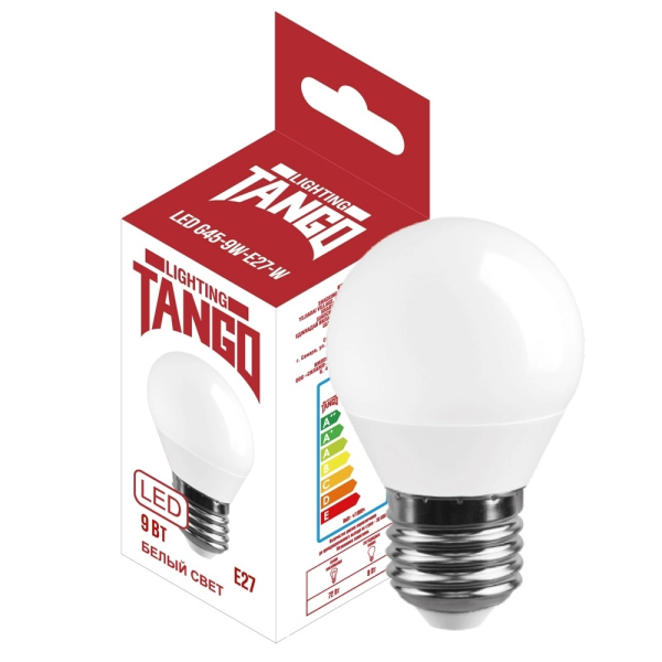 Лампа светодиодная TANGO шарик 9W E27 4000K 220V (TANGO LED G45-9W-E27-W)