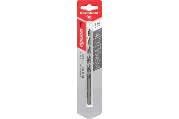 Сверло по металлу ЦХ,  6,0х139мм, HSS-G, P6M5, 1шт/уп, RENNBOHR DYNAMIC LONG CARD 669060 АН 569060