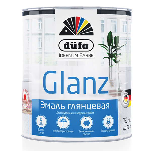 Эмаль "Dufa GLANZ" глянцевая белая  2,5л
