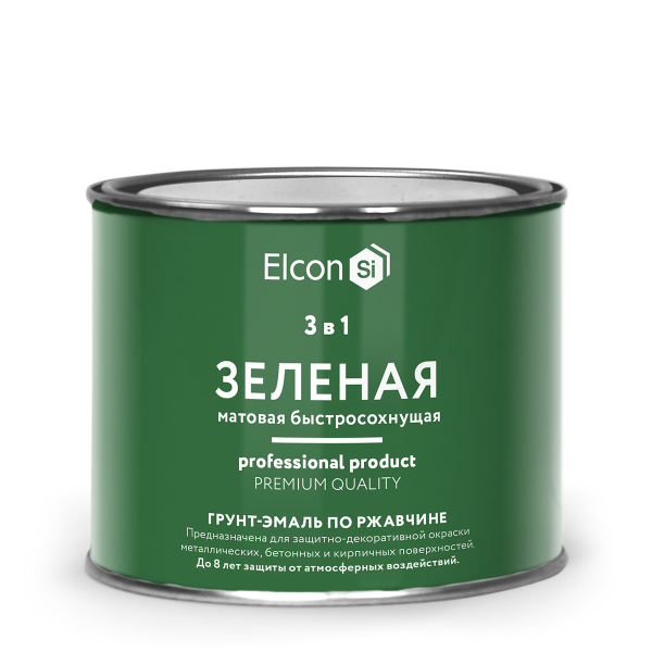 Грунт-эмаль по ржавчине 3в1 "Elcon" зеленая матовая 0,4кг (24) ССС