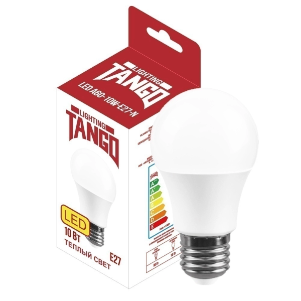 Лампа светодиодная TANGO стандарт 10W E27 A60 3000K 220V (TANGO LED А60-10W-E27-N)
