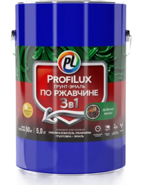 Грунт-эмаль по ржавчине "Profilux" 3в1 зеленая 0,9кг