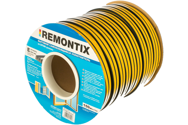 Уплотнитель Е 9х4мм черный "Remontix"/Sila pro  Польша (150м)