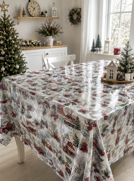 GQ-4072 Клеенка ПВХ "ПАРАДИЗ" на тканевой основе НОВОГОДНЯЯ 1,40 х 20