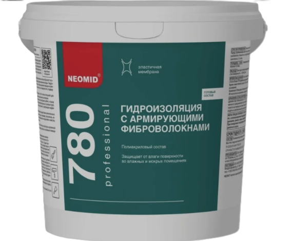 Гидроизоляция Неомид с армирующими фиброволокнами для влаж. и мокрых помещений 780  1,3кг