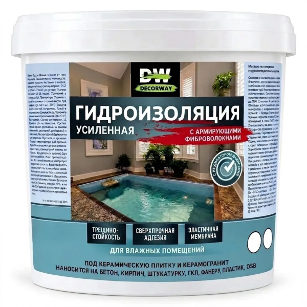 Гидроизоляция усиленная полиакриловая мастика "DECORWAY" 10кг