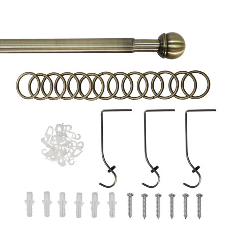Телескоп.однорядн.карниз, Наконечник Классика, Золото антик, 16/19мм ,160-320см,