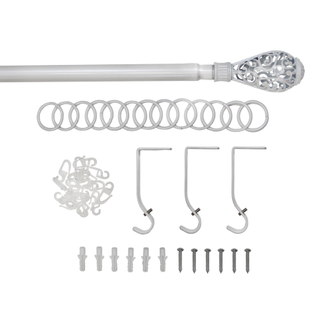 Телескоп.однорядн.карниз, Наконечник Кружево, Жемчуг, 16/19мм ,160-320см,