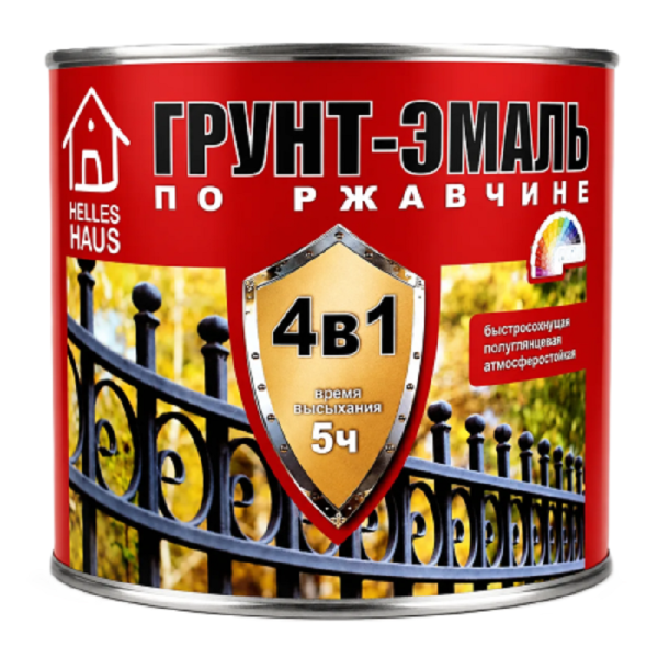 Грунт-эмаль по ржавчине 4в1 "HELLES HAUS" белая 0,8кг