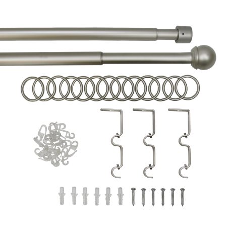 Телескоп.двухряд.карниз, Наконечник Классика, Матовый никель, 16/19мм ,160-320см,