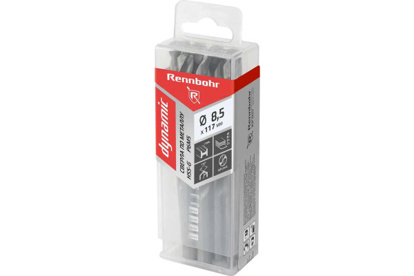 Сверло по металлу ЦХ  8,5х117мм, HSS-G, P6M5, 10шт/уп, RENNBOHR DYNAMIC PROM 666085