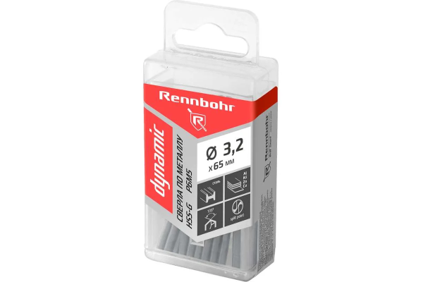 Сверло по металлу ЦХ  3,2х65мм, HSS-G, P6M5, 20шт/уп, RENNBOHR DYNAMIC PROM 666032