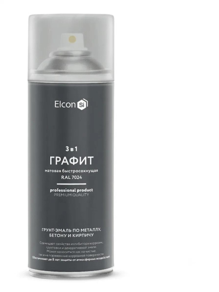 Грунт-эмаль по ржавчине 3в1 "Elcon" графит матовая аэрозоль 520мл