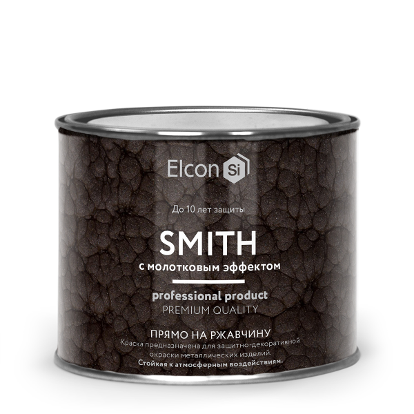 Грунт-эмаль 3 в 1  "Elcon Smith" с молотковым эффектом серебро 2кг (4)