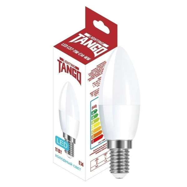 Лампа светодиодная TANGO свеча11W E14 6500K 220V (TANGO LED C37-11W-E14-WW)