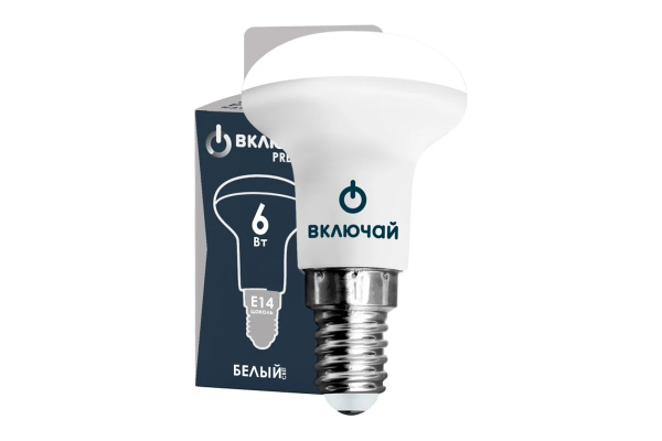 Лампа светодиодная 6W E14 R39 4000K 220V пластик+алюм. (LED PREMIUM R39-6W-E14-W) Включай