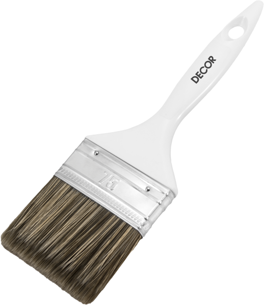 Кисть DECOR "PROFI" для финиш. работ 75*15мм, тем. синтет. ворс, пласт. руча(12)
