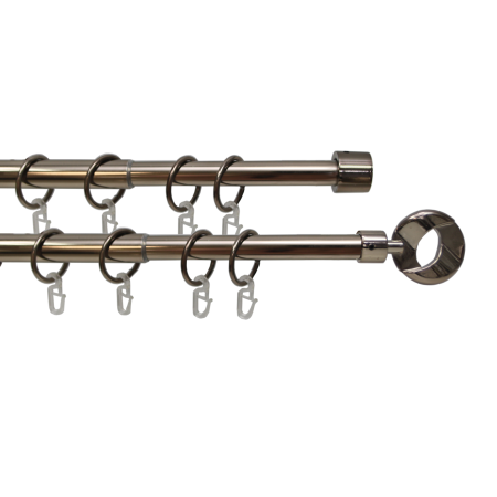 Телескоп.двухряд.карниз, Наконечник Кольцо, Коньяк, 16/19мм ,160-320см,