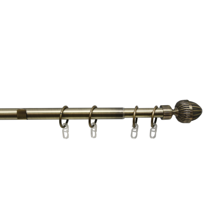 Телескоп.однорядн.карниз, Наконечник Орех, Золото антик, 16/19мм ,160-320см,